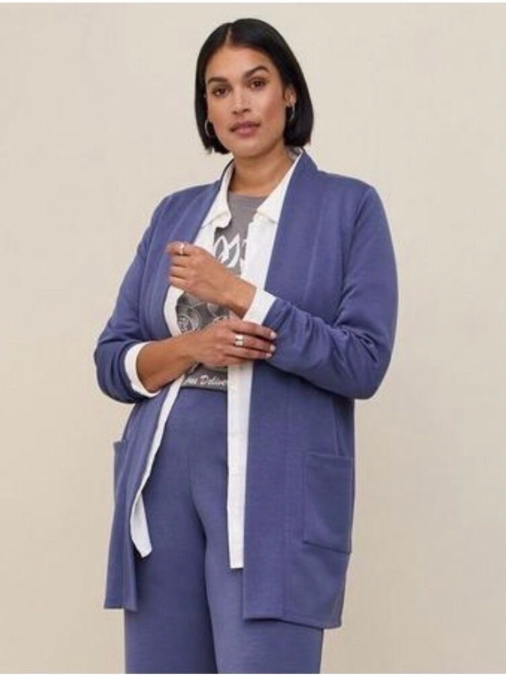 Torrid 2 blue Studio Cupro Open Front Cardigan Size 16-18